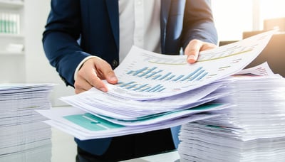Illustration of a person organizing financial documents